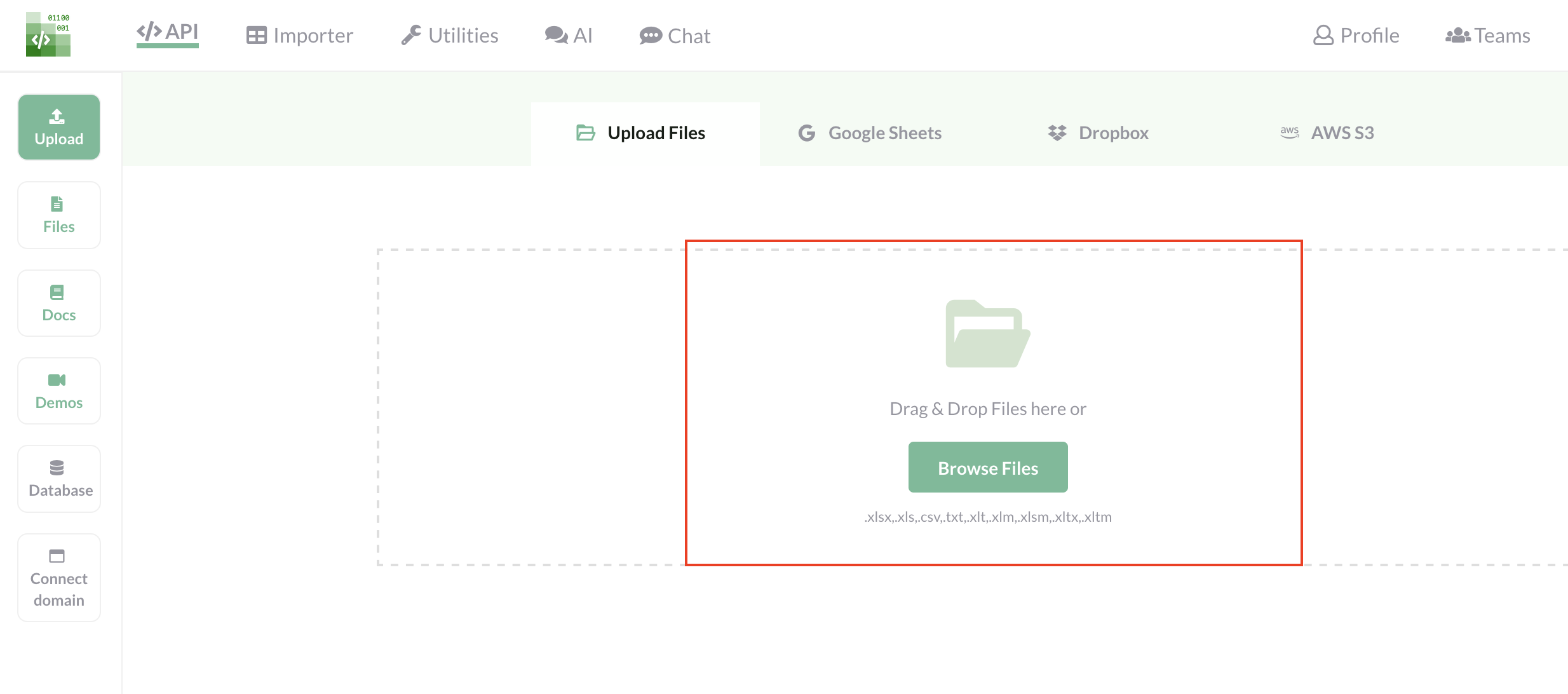 Upload your spreadsheet to API Spreadsheets