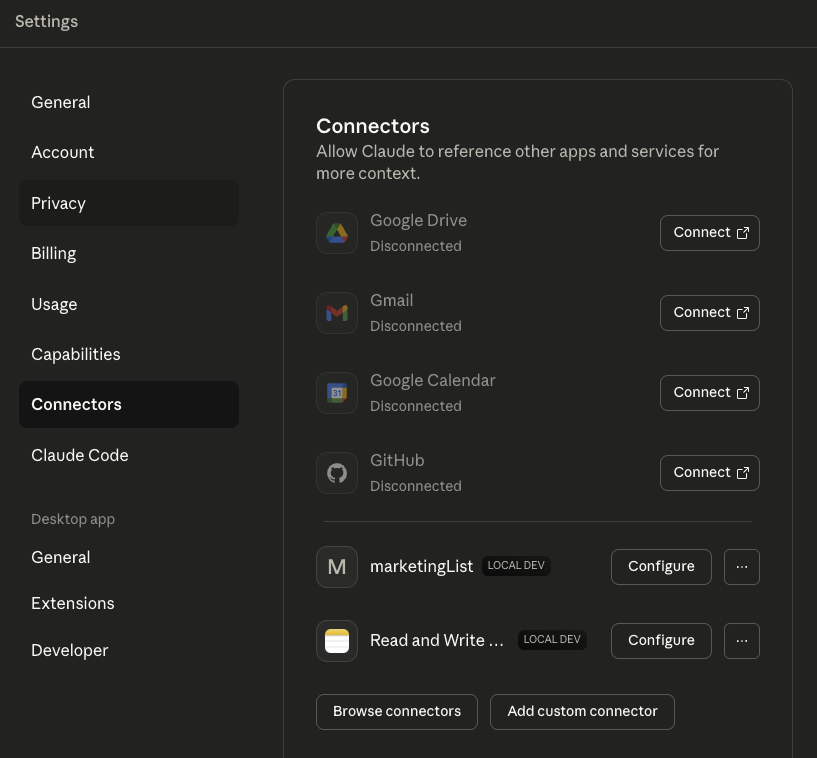 Click Add Custom Connector